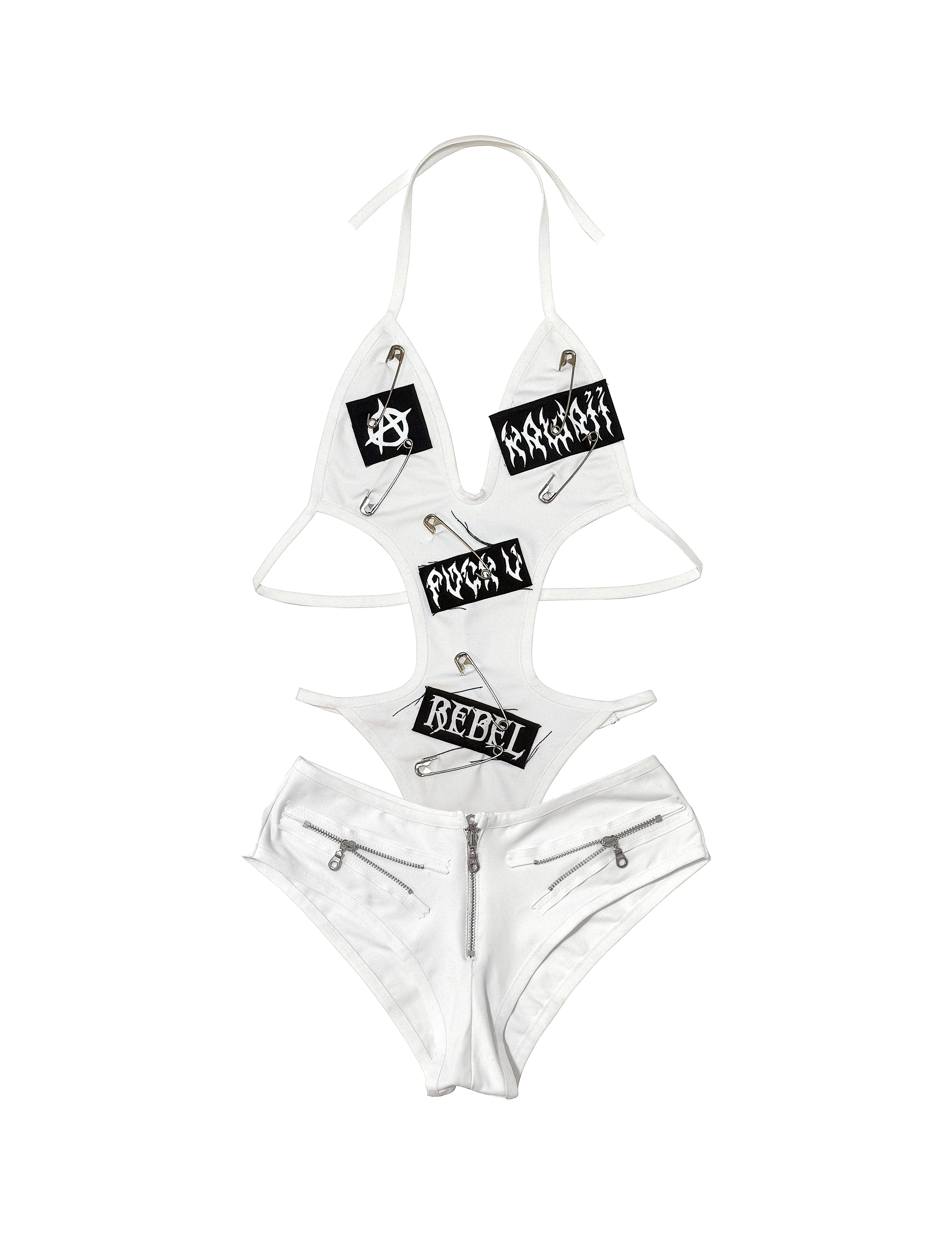 ECLIPSE ZIPPER MINI SHORTS WHITE - Image 3