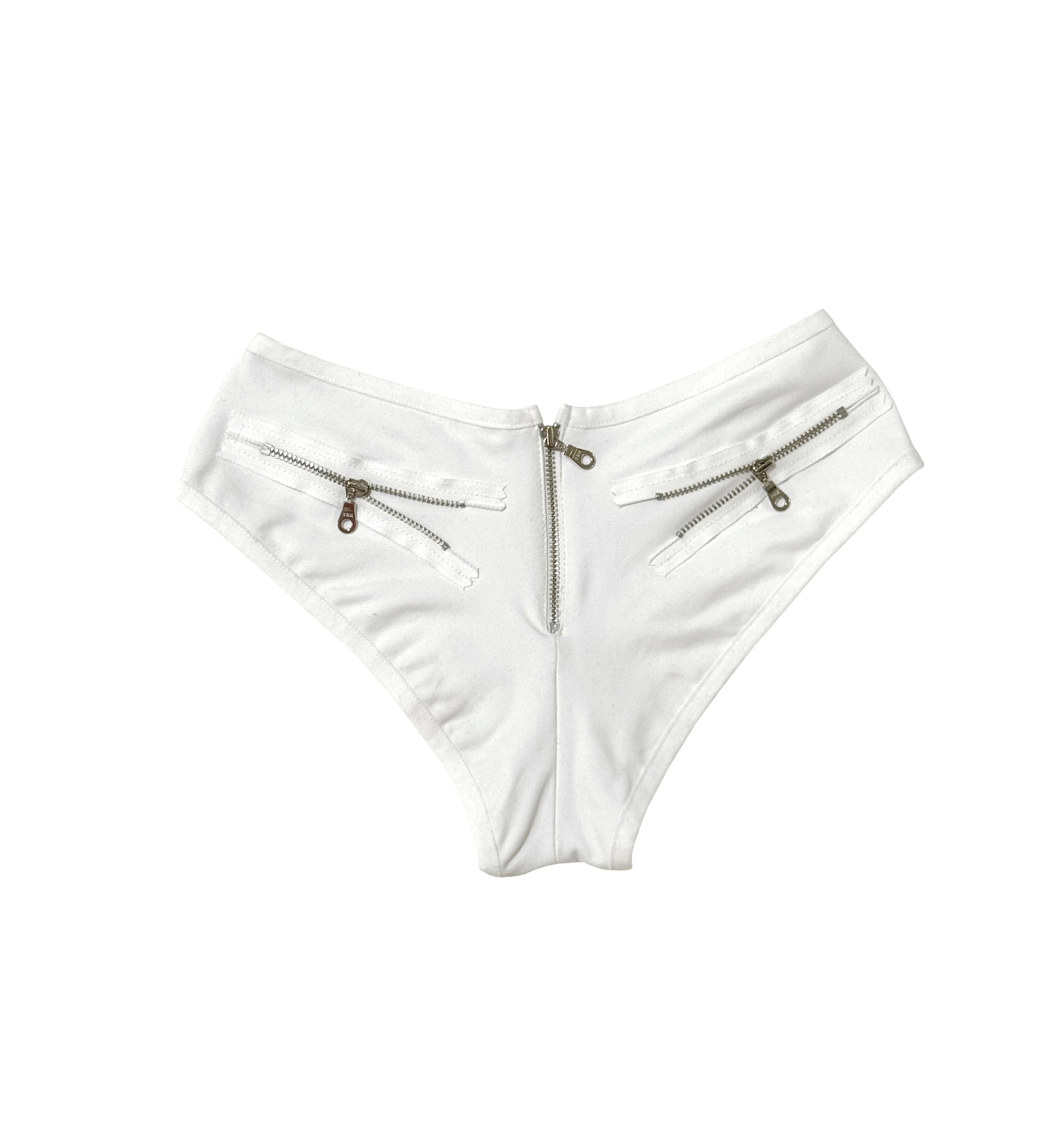 ECLIPSE ZIPPER MINI SHORTS WHITE - Image 4