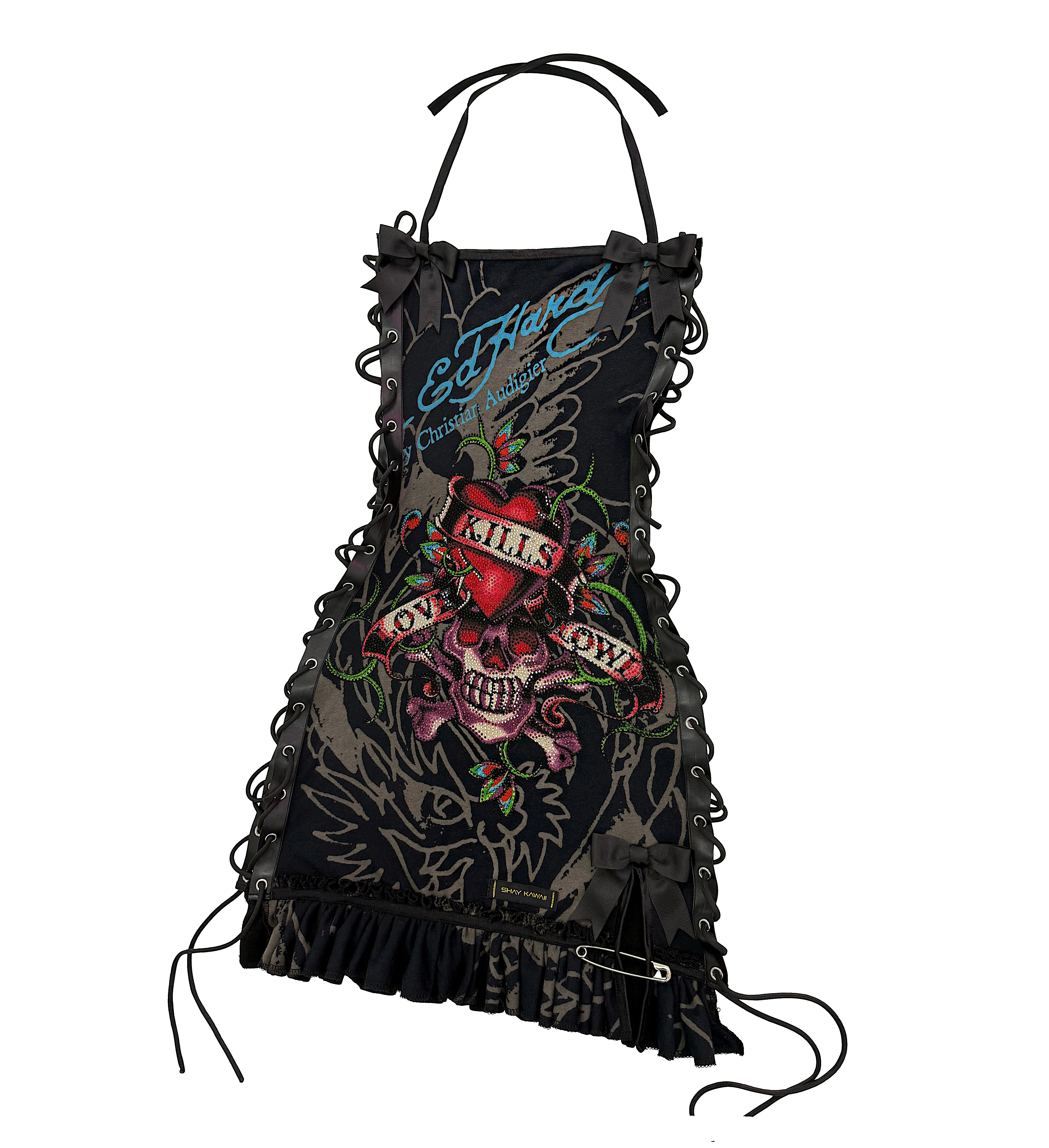 ED HARDY BLACK RHINESTONE SKULL DRESS - Image 2