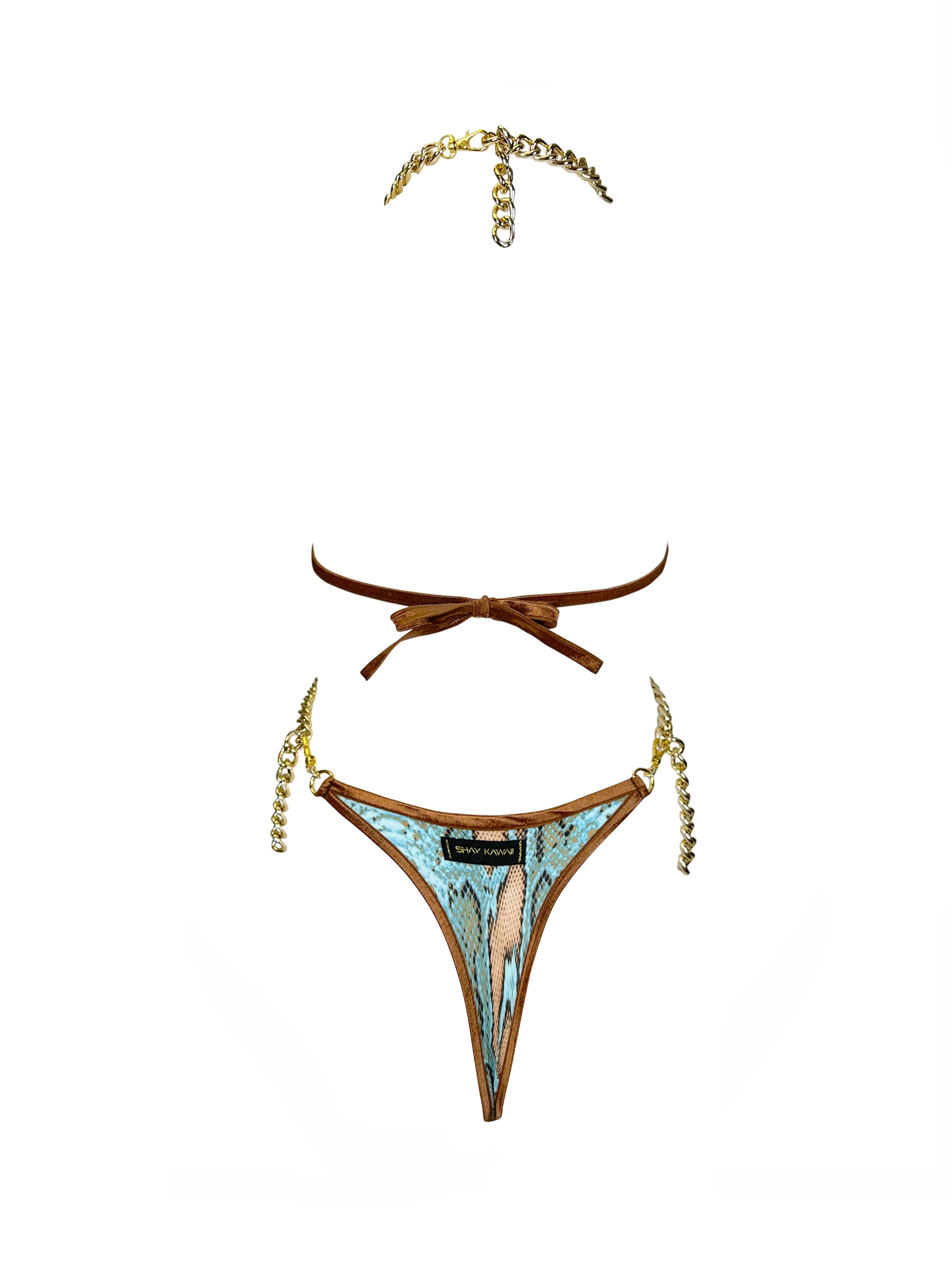 GODDESS GOLD CHAIN ONESIE BIKINI - Image 9