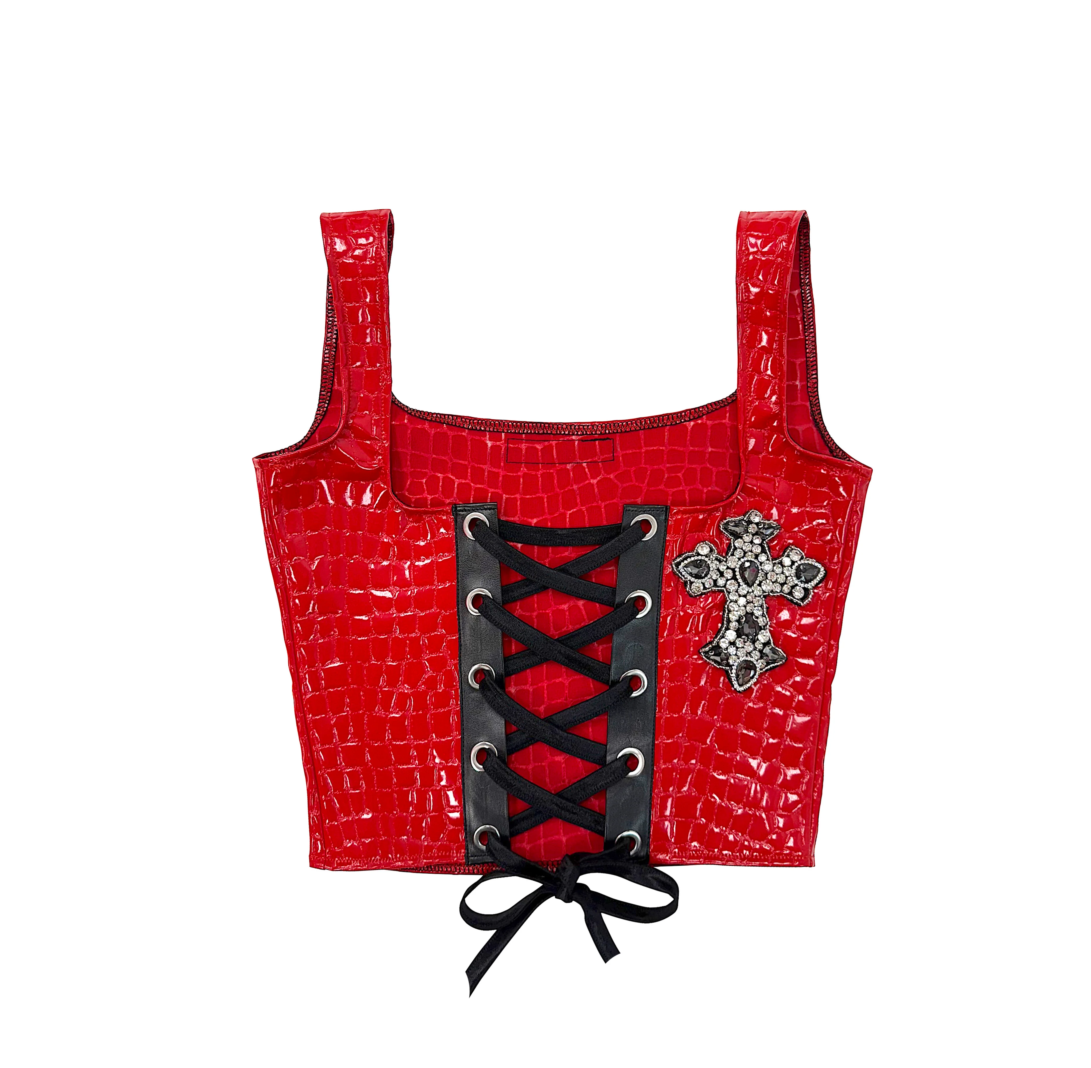LACE-UP CROSS TOP BLACK - Image 3