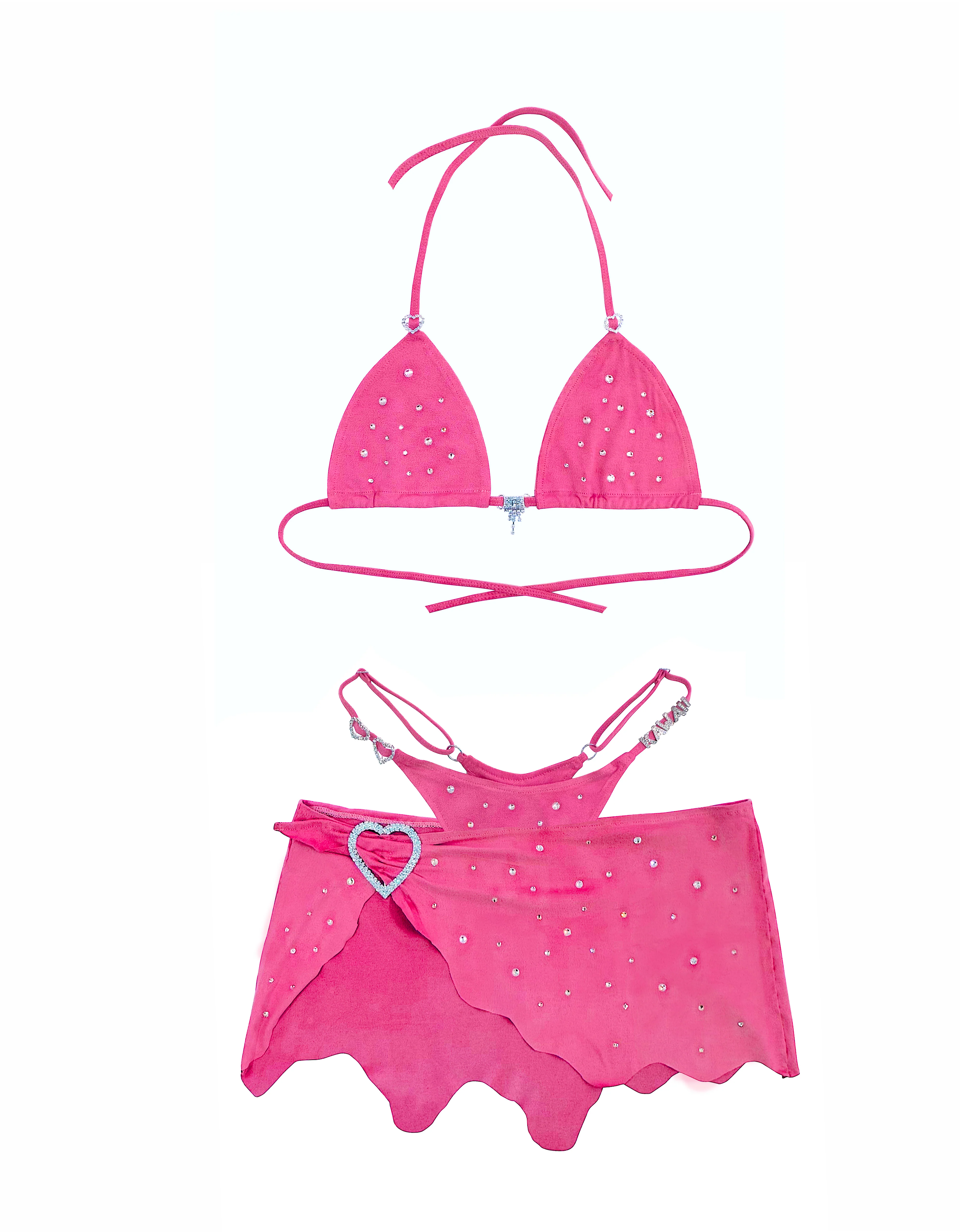 LIL KIM SUEDE BIKINI SKIRT SET AQUA - Image 2