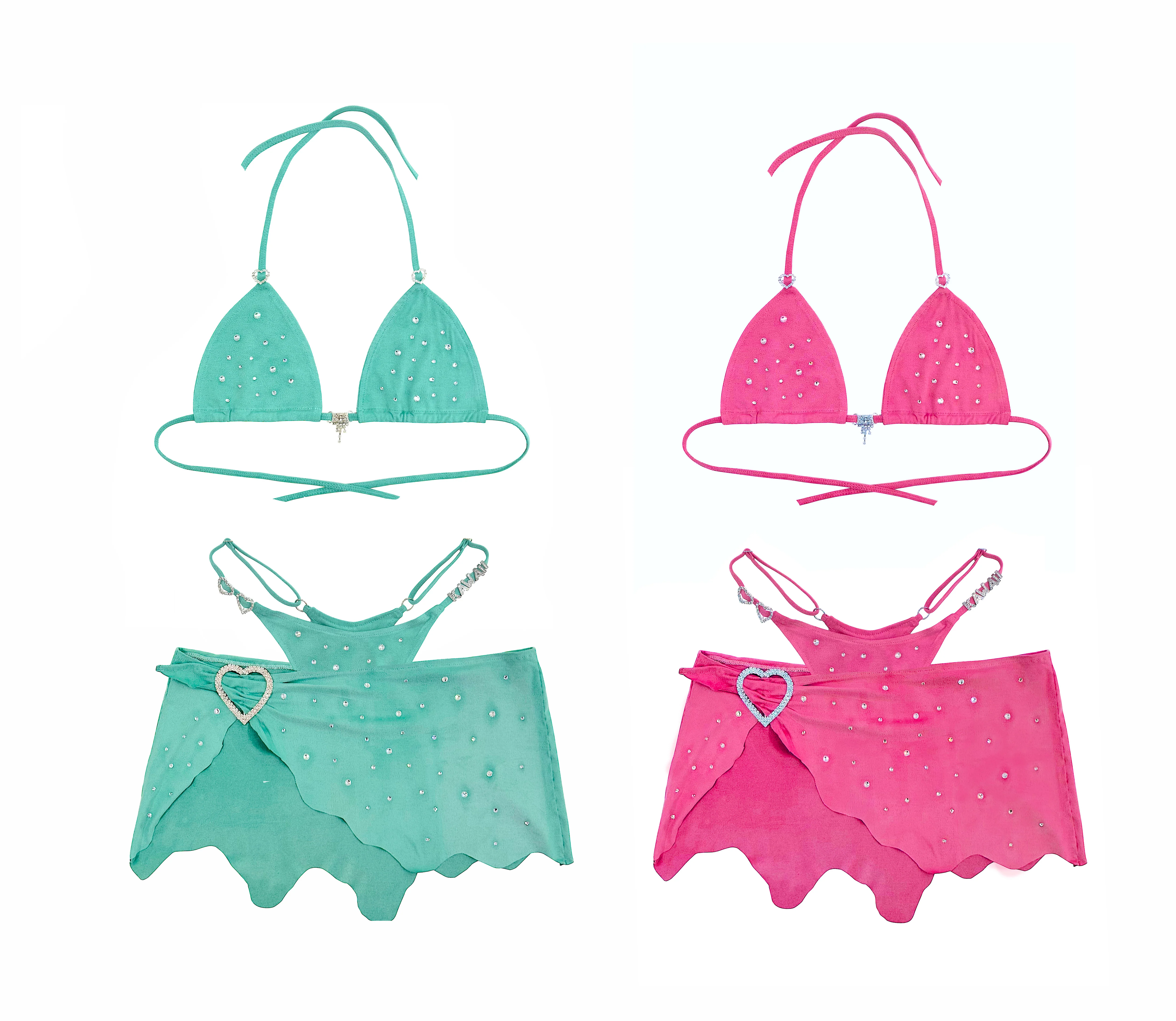 LIL KIM SUEDE BIKINI SKIRT SET AQUA - Image 8