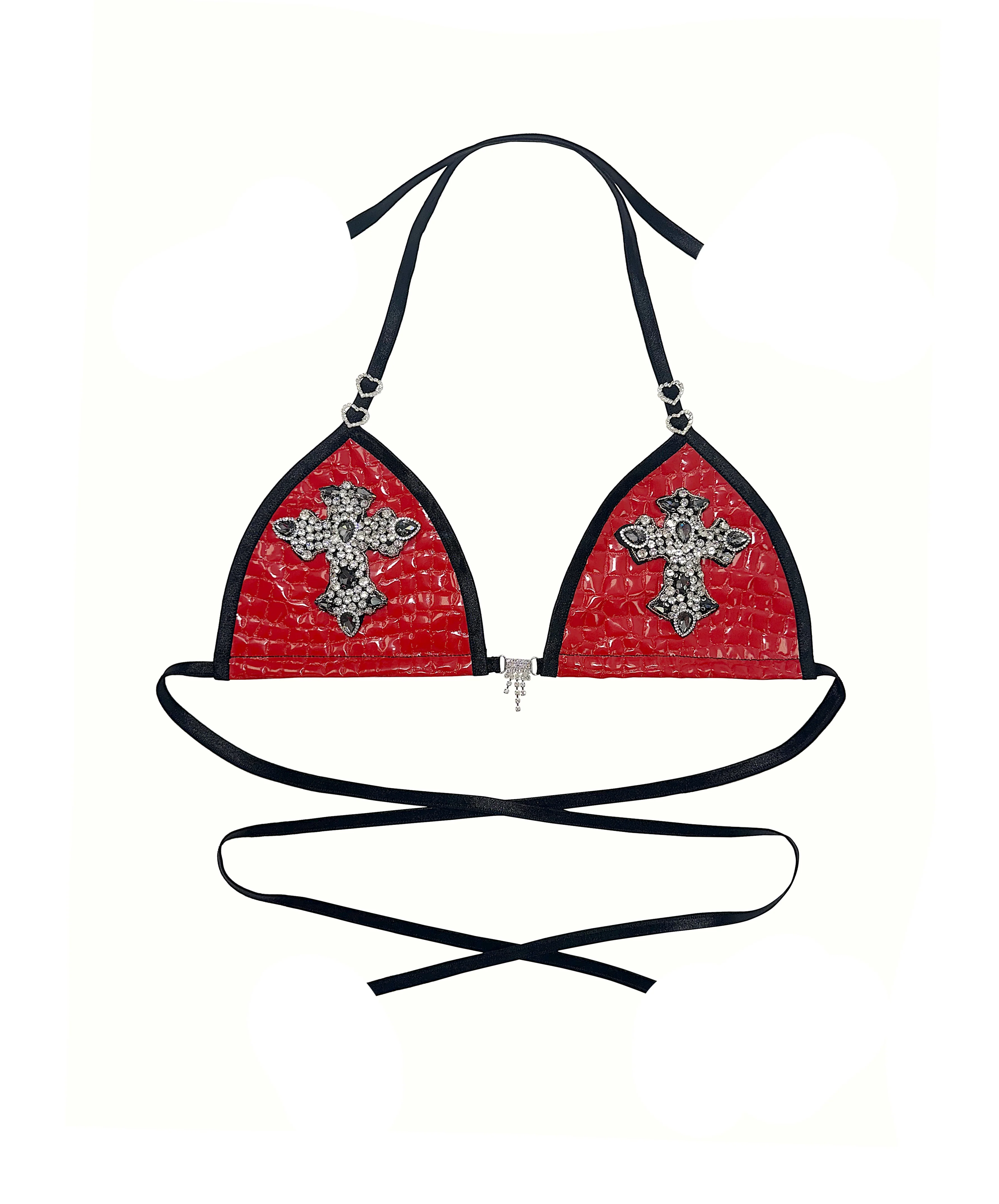 RTS RED CROSS RHINE STONE BRA // SIZE C CUP - Image 2