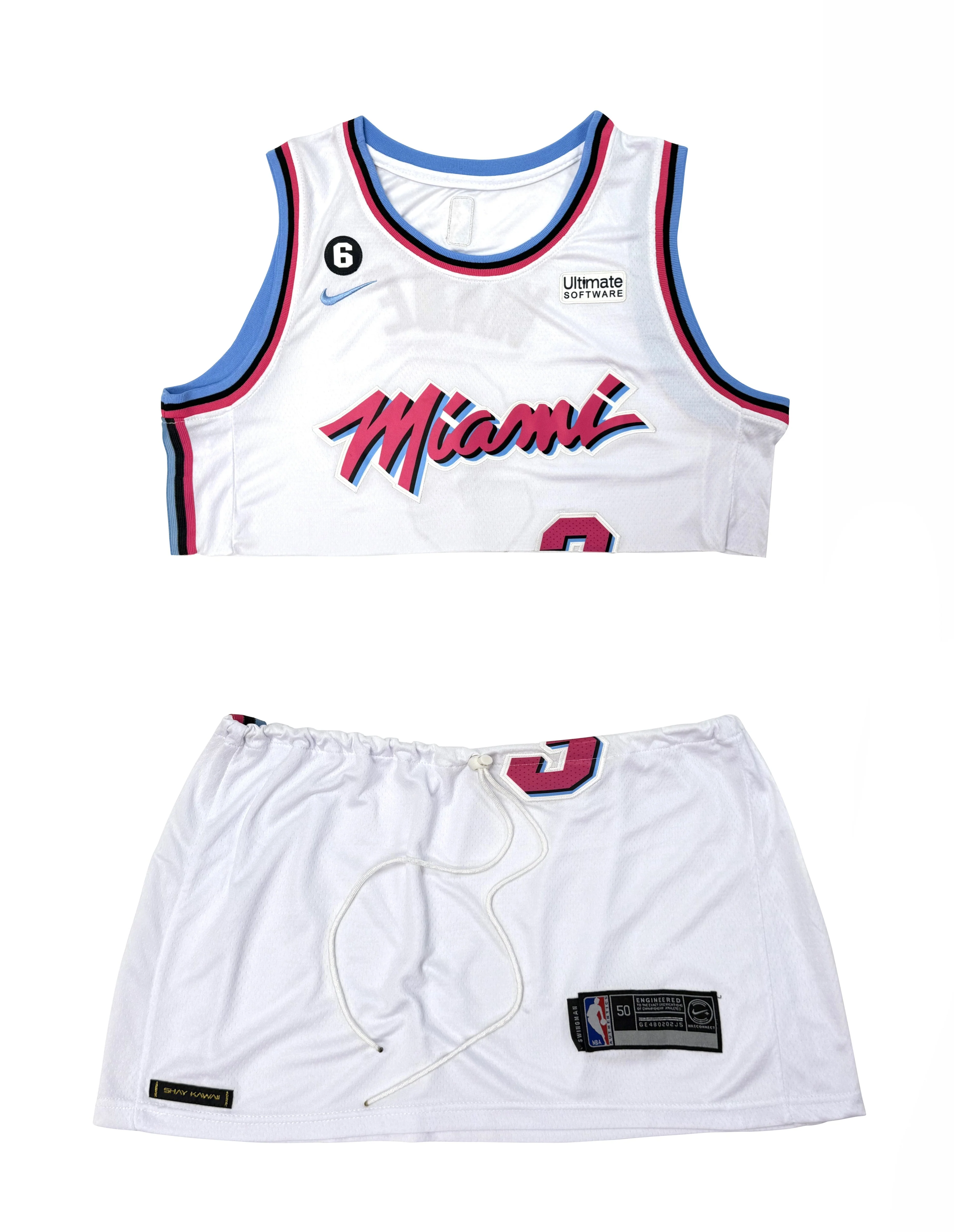 RTS MIAMI HEAT WHITE JERSEY SKIRT SET // SIZE LARGE