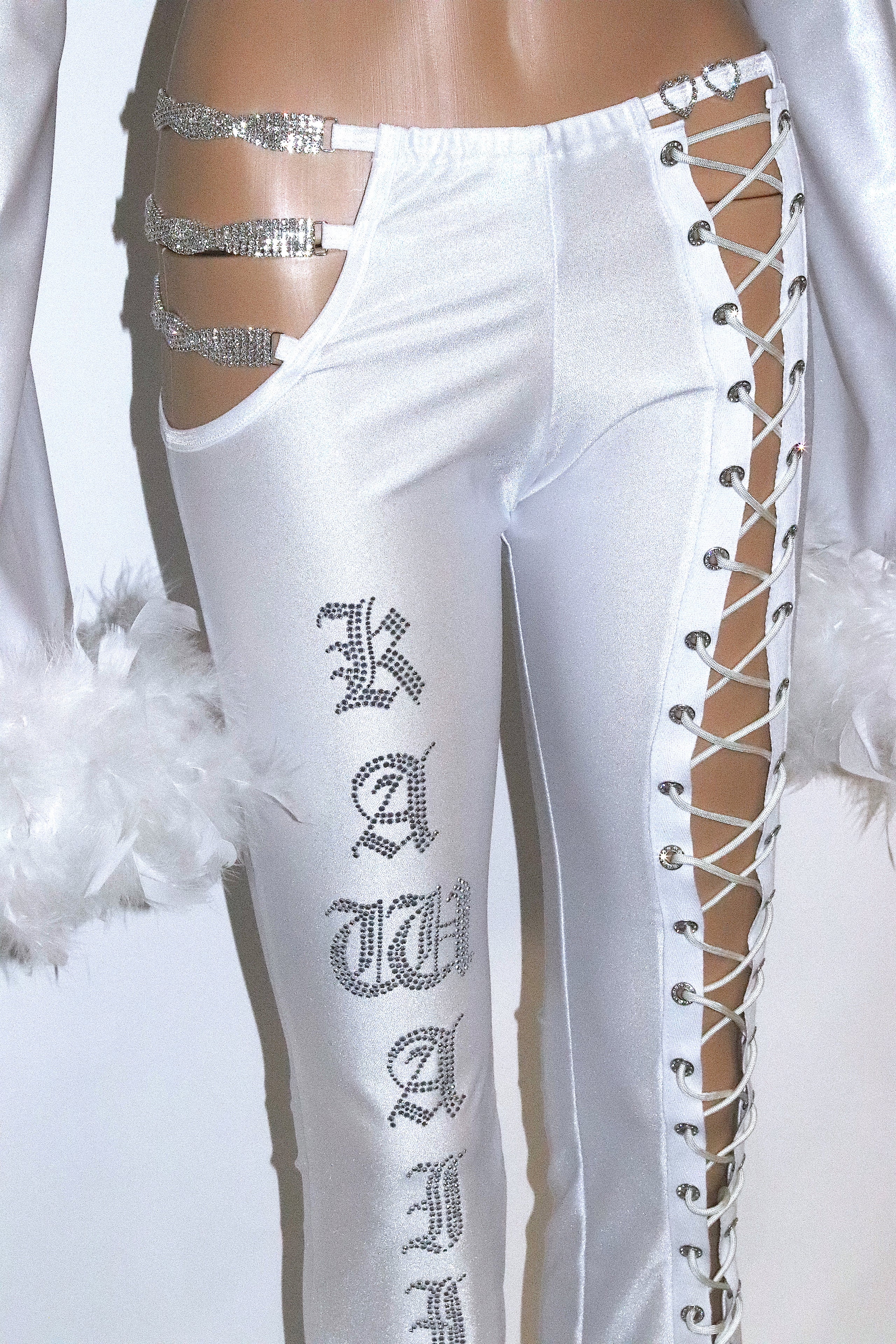CRYSTAL LACED-UP PANTS - Image 4