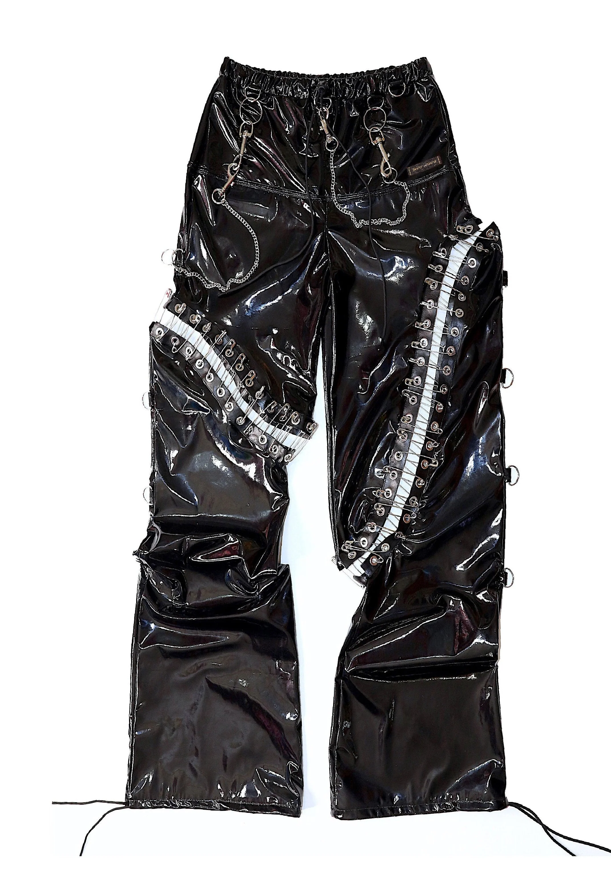 THE "DESTROY" SAFETY PINS VINYL PANTS