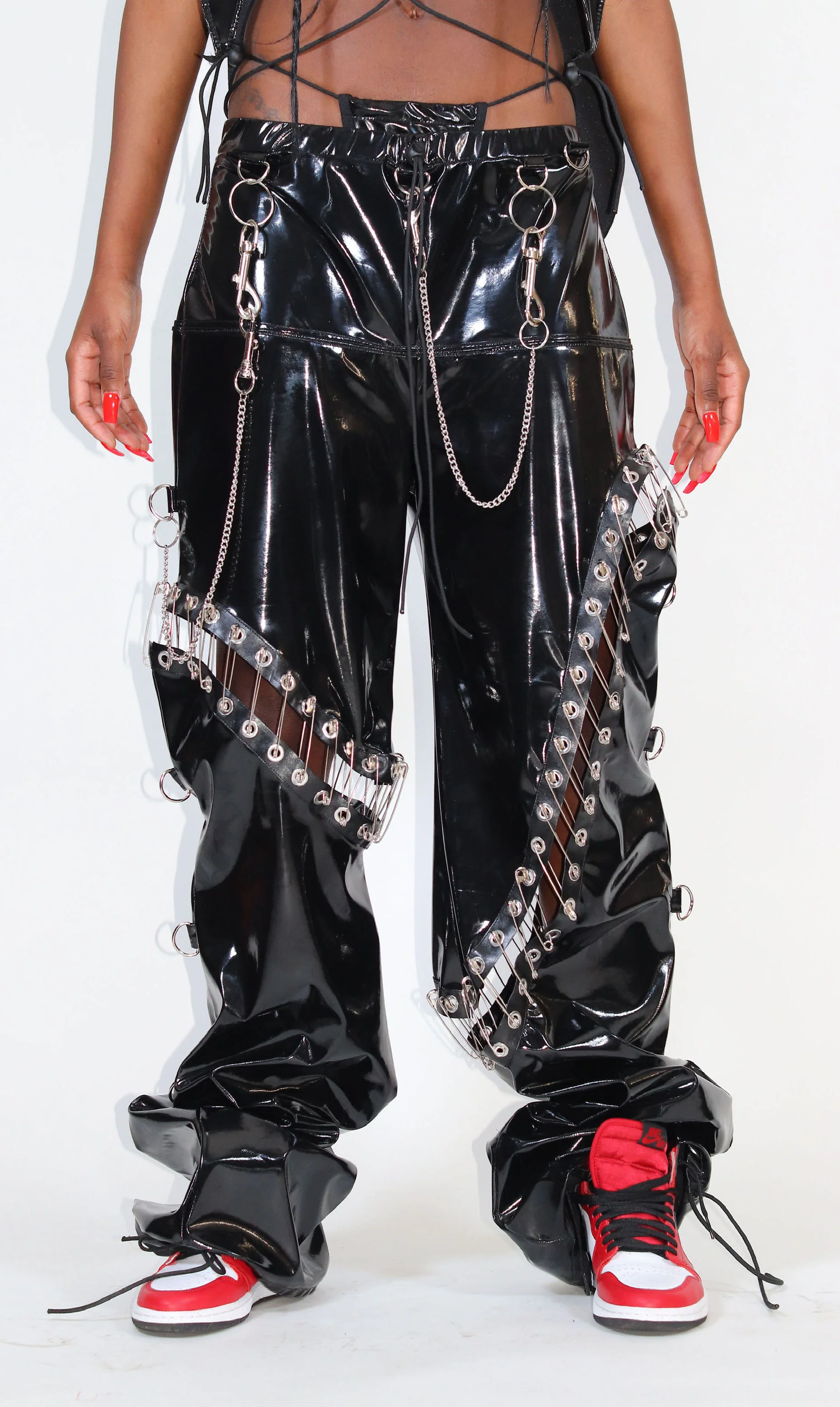 THE "DESTROY" SAFETY PINS VINYL PANTS - Image 2