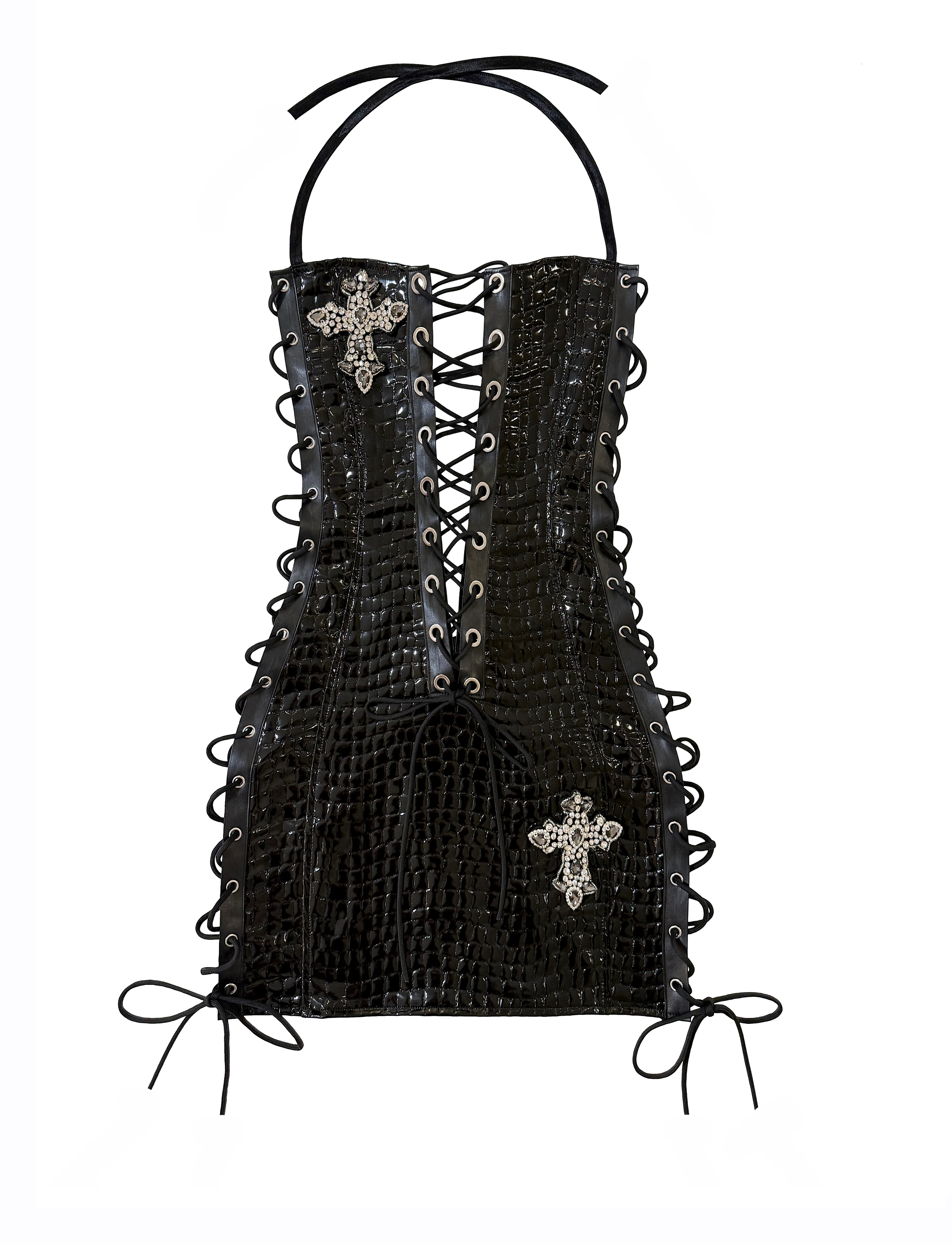 TIE ME CROC BLACK DRESS