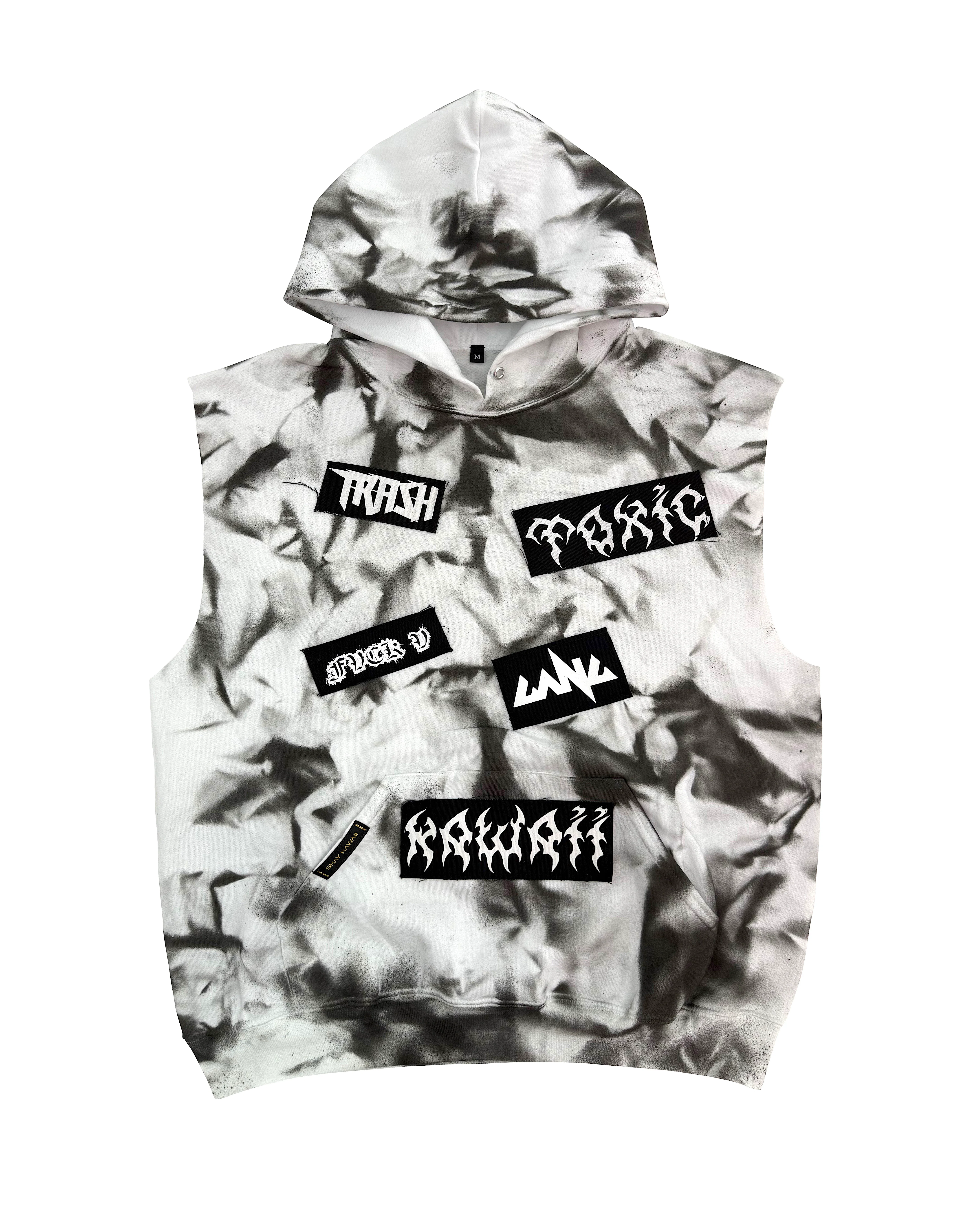WHITE BROOKLYN SLEEVELESS HOODIE
