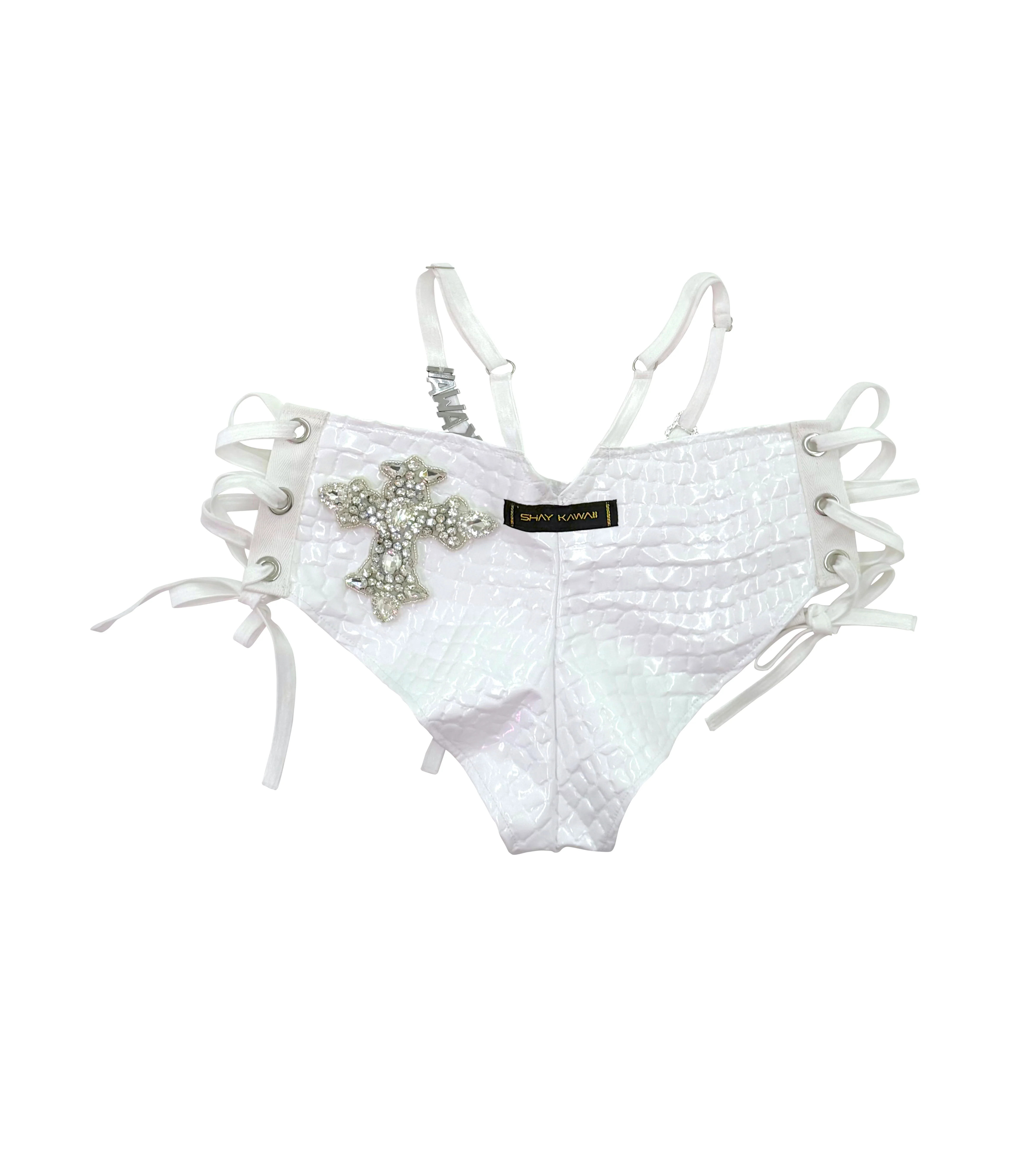 YOU SEE ME MINI SHORTS WHITE - Image 3